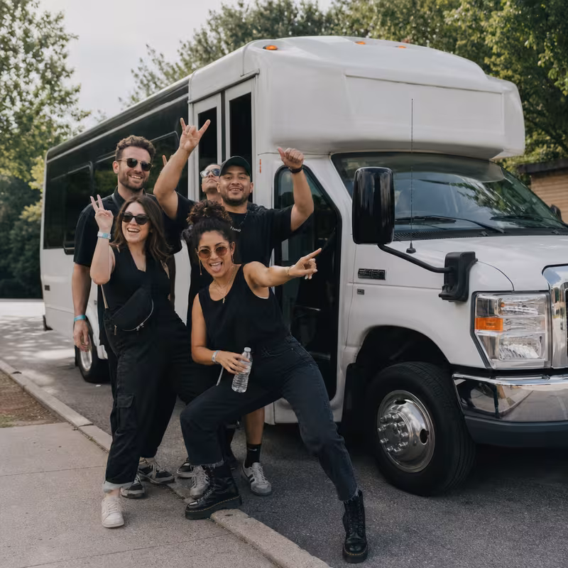 Black Mercedes Sprinter van staged for an Huntington Beach Concert Transportation group