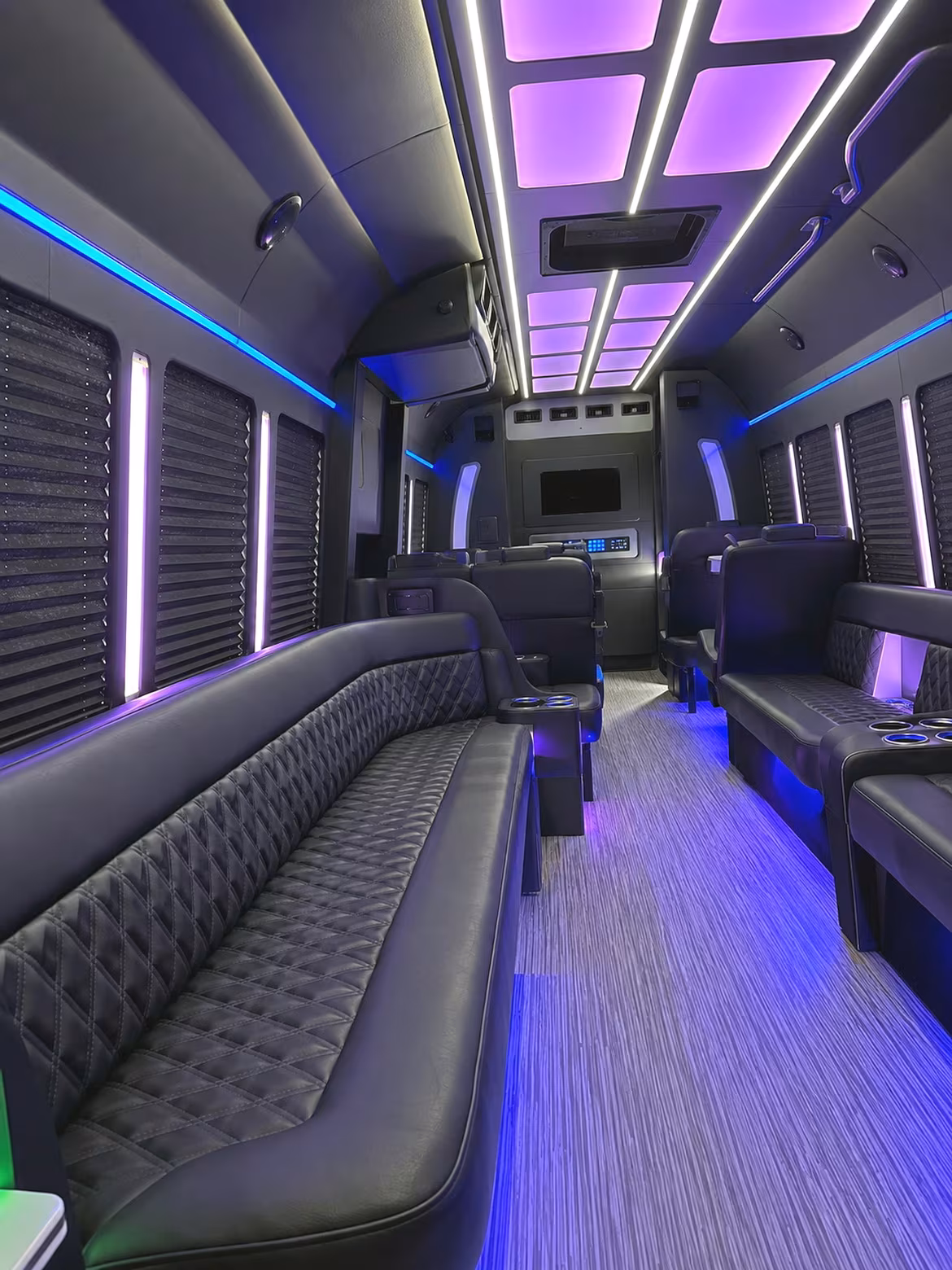 Huntington Beach Birthday, Sweet 16, & Quinceañera Transportation party bus interior