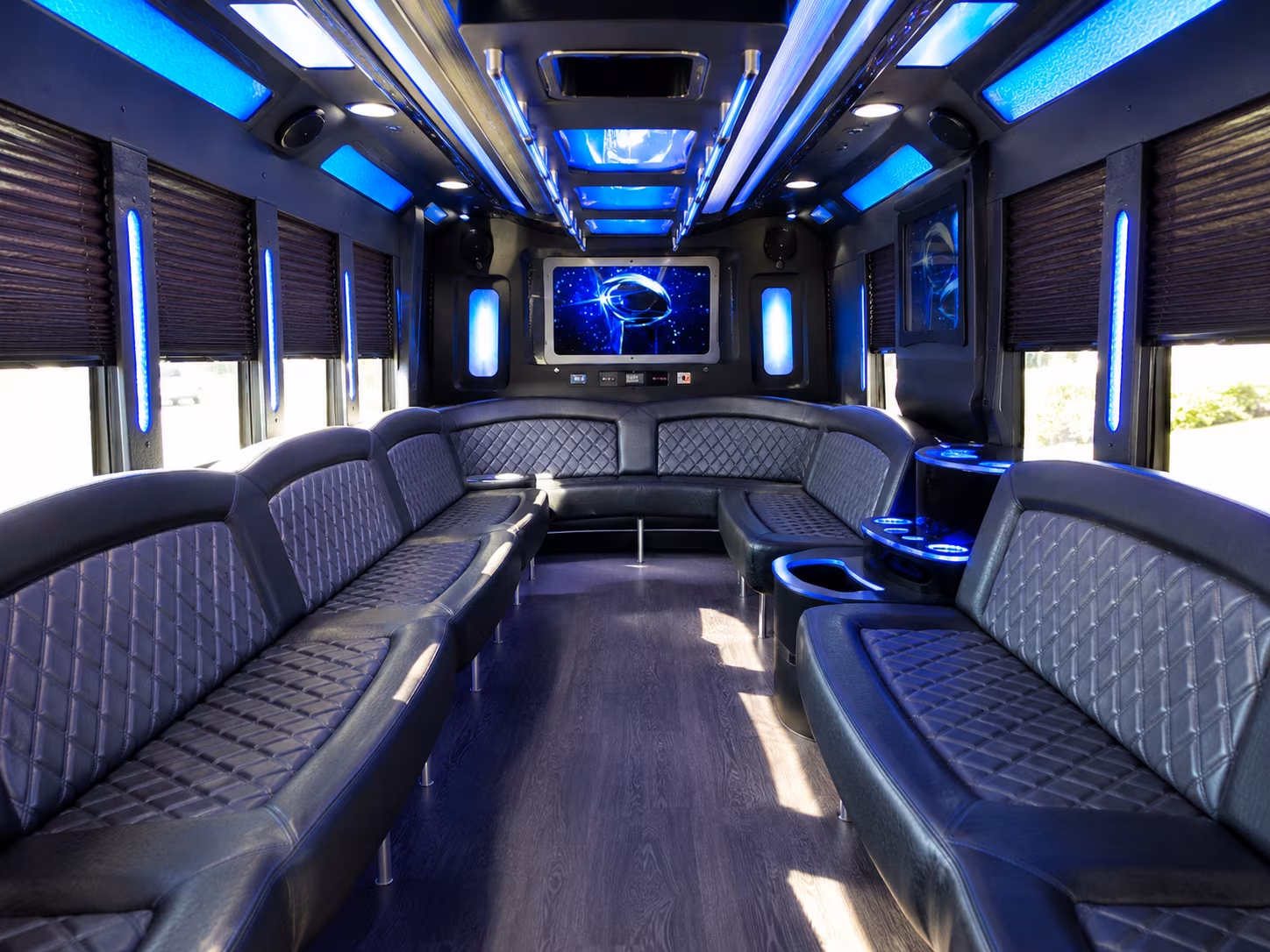 Huntington Beach Private Event Transportation party bus interior
