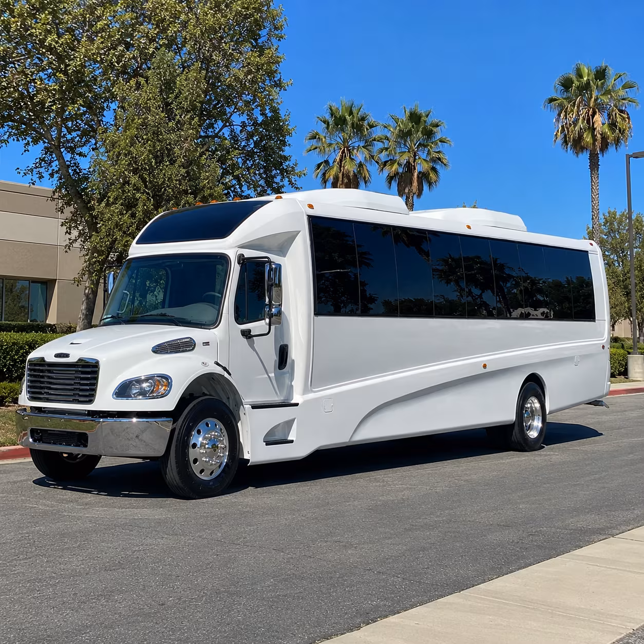 Huntington Beach School Event Transportation party bus exterior