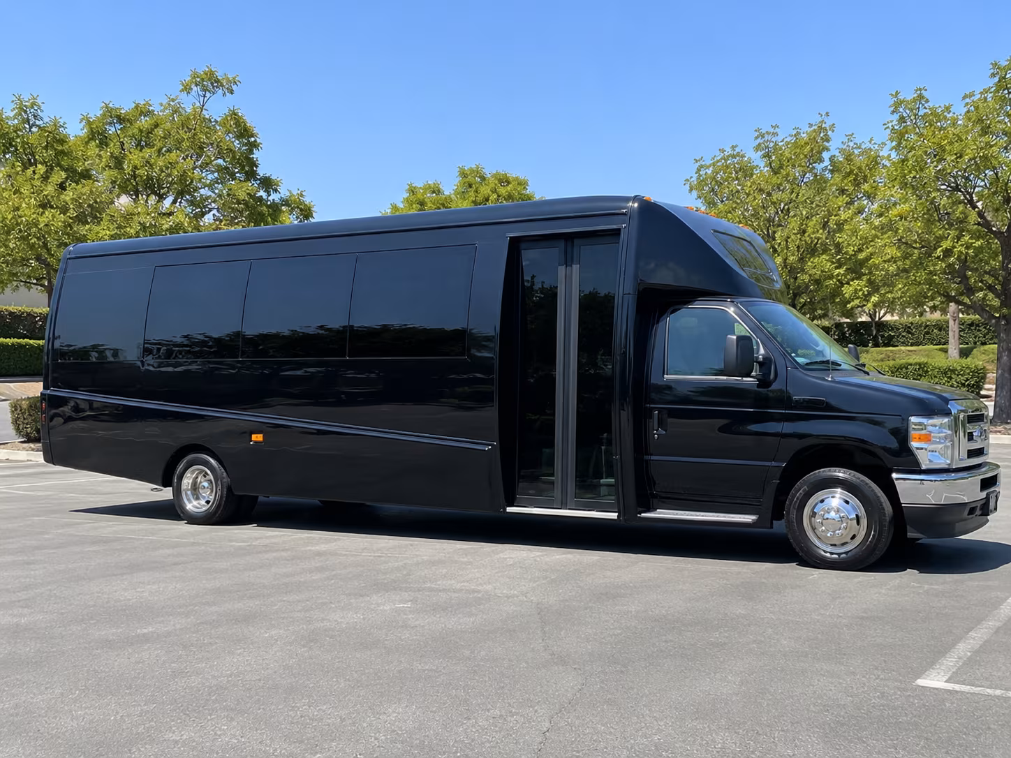 Huntington Beach School Event Transportation party bus exterior