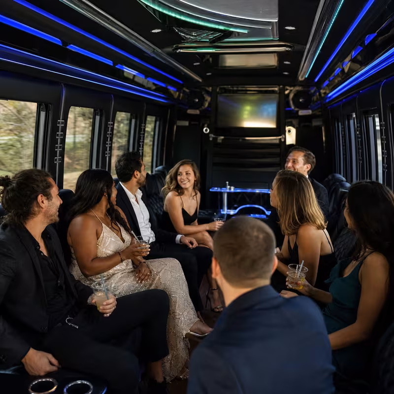 Black Mercedes Sprinter van staged for an Huntington Beach Private Event Transportation group