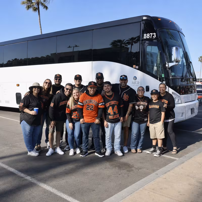Passengers loading luggage while boarding an Huntington Beach group shuttle