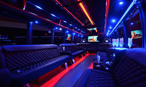 Santa Monica 30 Passenger Party Bus Black Interior
