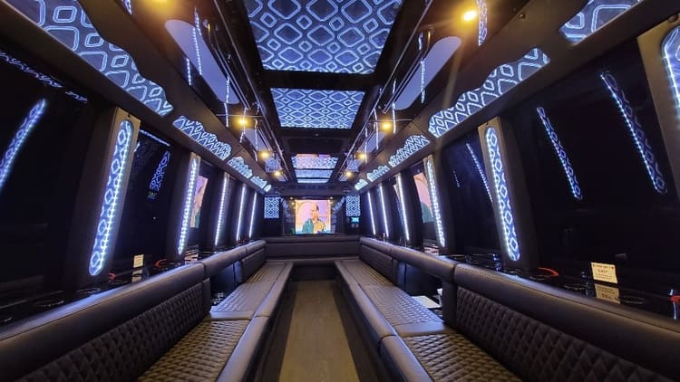 San Bernardino 40 Passenger Limo Bus Interior